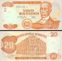 *20 Bolivianos Bolívia 2001, P224 UNC - Kliknutím na obrázok zatvorte -